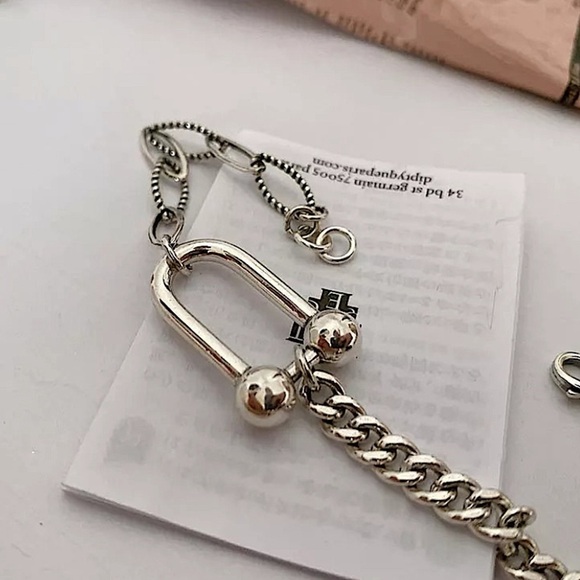 Sterling Silver Horseshoe Chain Link Bracelet - Picture 4 of 7